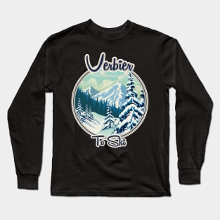 Verbier Switzerland Ski travel logo Long Sleeve T-Shirt